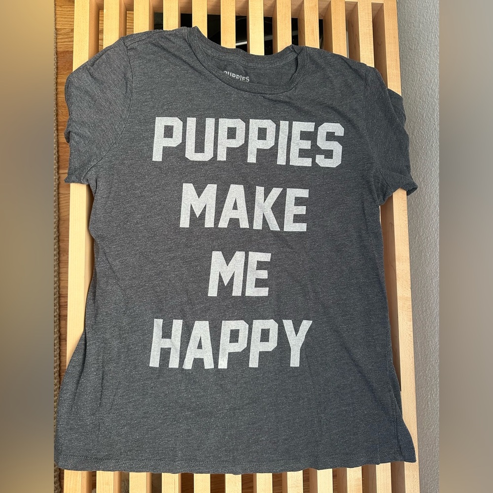Gray Puppies Make Me Happy Graphic Tee